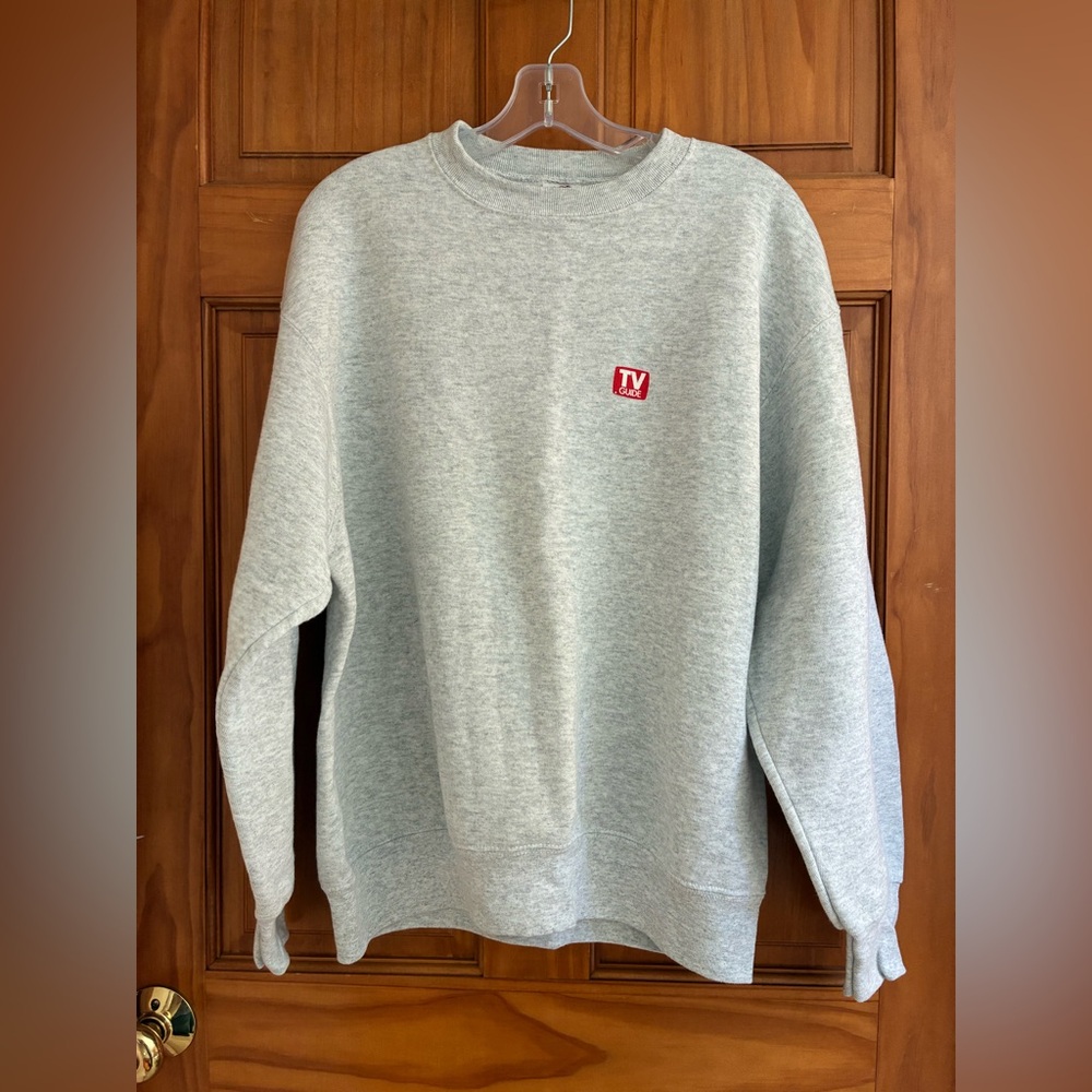 Vintage 90's TV Guide Light Gray Fruit of the Loom Sweatshirt Size Large